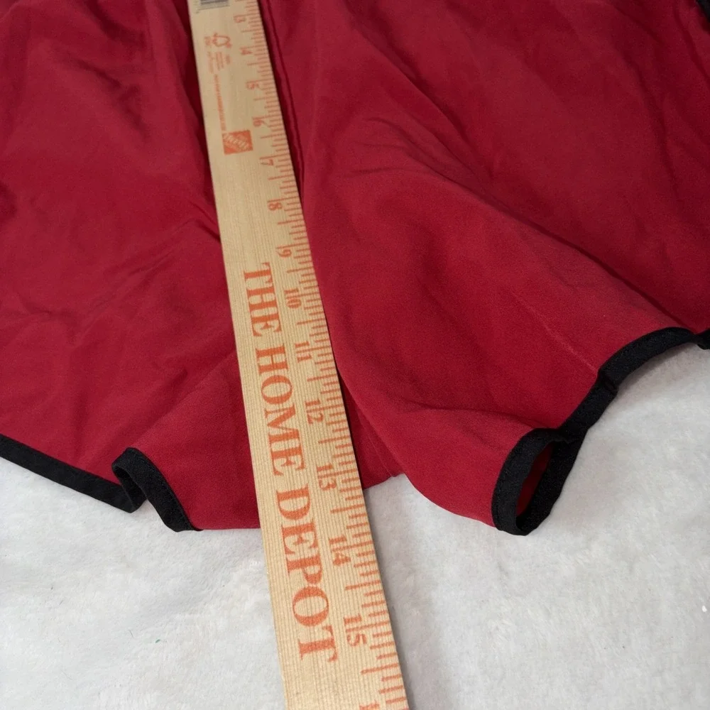 Red Flowy Athletic Shorts Dolphin Hem Black Trim‎ Preppy Sporty Medium Hot Girl